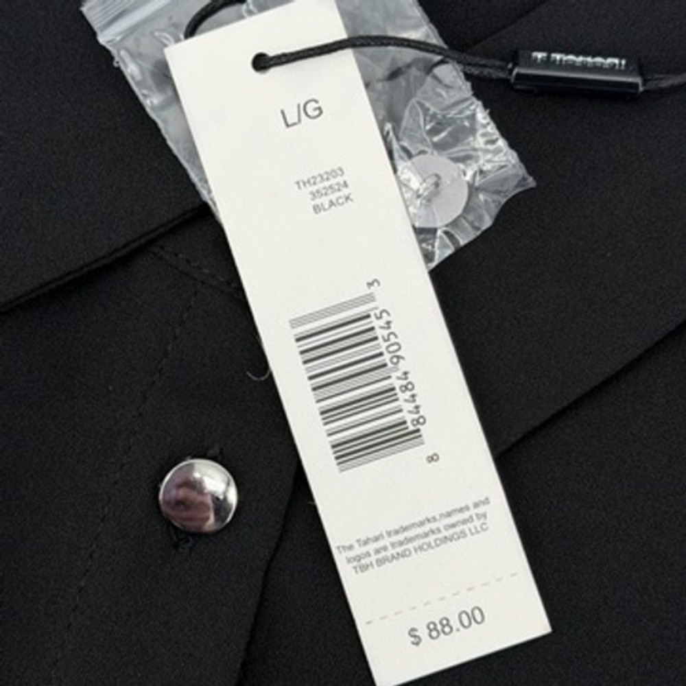 Tahari Black Pleated Puff Balloon Sleeve Button Up Shirt Womens L - Picture 4 of 8